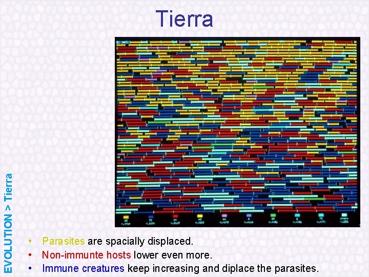 EVOLUTION > Tierra • Parasites are spacially displaced. • Non immunte hosts lower even