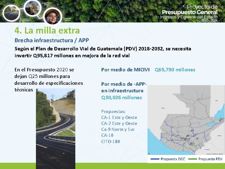 4. La milla extra Brecha infraestructura / APP Según el Plan de Desarrollo Vial