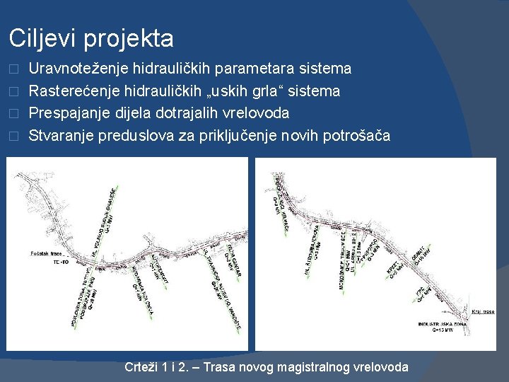 Ciljevi projekta Uravnoteženje hidrauličkih parametara sistema � Rasterećenje hidrauličkih „uskih grla“ sistema � Prespajanje