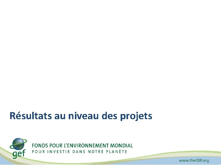 Résultats au niveau des projets 