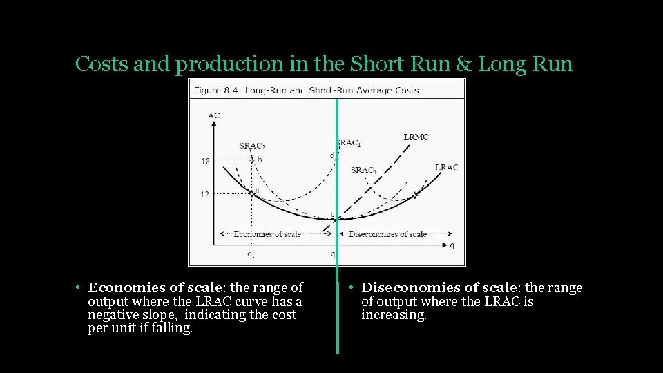 Costs and production in the Short Run & Long Run • Economies of scale: