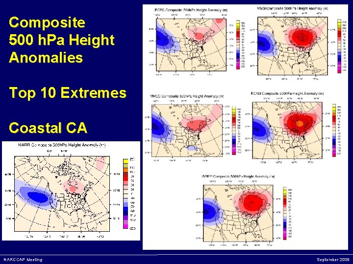Composite 500 h. Pa Height Anomalies Top 10 Extremes Coastal CA NARCCAP Meeting September