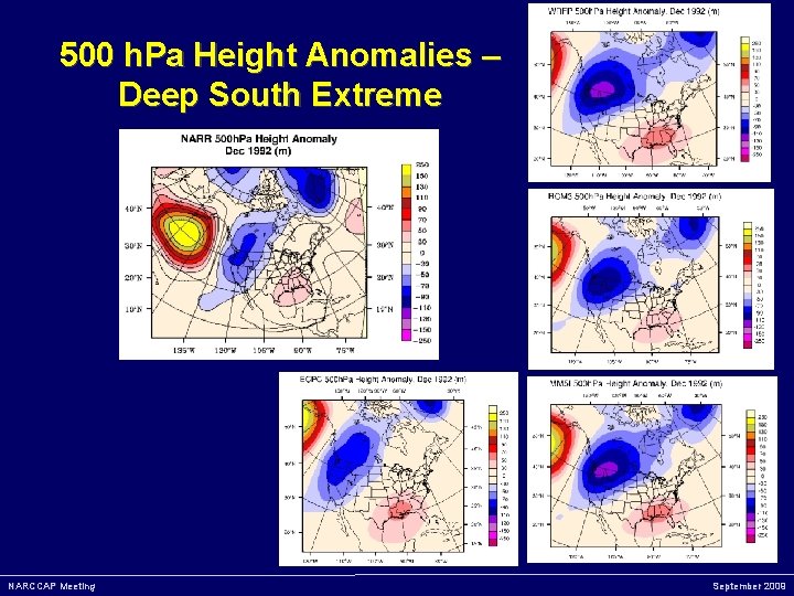 500 h. Pa Height Anomalies – Deep South Extreme NARCCAP Meeting September 2009 