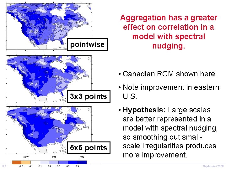 pointwise Aggregation has a greater effect on correlation in a model with spectral nudging.