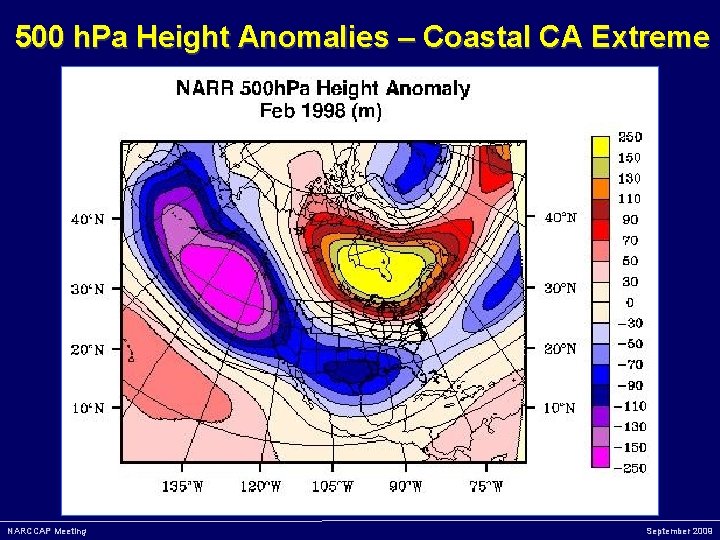 500 h. Pa Height Anomalies – Coastal CA Extreme NARCCAP Meeting September 2009 