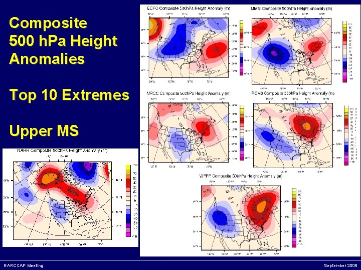 Composite 500 h. Pa Height Anomalies Top 10 Extremes Upper MS NARCCAP Meeting September
