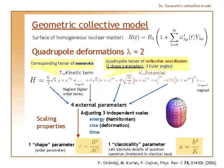 3 a. Geometric collective model Surface of homogeneous nuclear matter: Quadrupole deformations l =