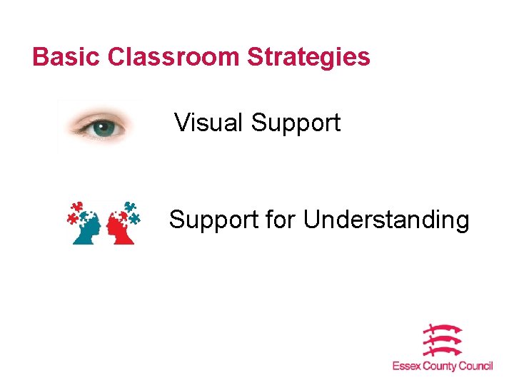 Basic Classroom Strategies Visual Support for Understanding 