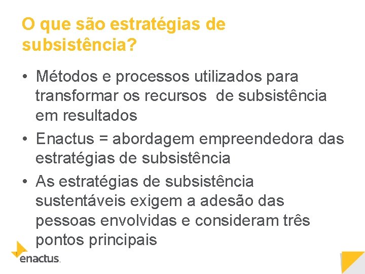 O que são estratégias de subsistência? • Métodos e processos utilizados para transformar os O que são estratégias de subsistência? • Métodos e processos utilizados para transformar os