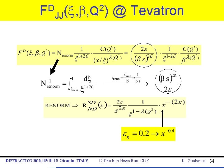 FDJJ(x, b, Q 2) @ Tevatron DIFFRACTION 2010, 09/10 -15 Otranto, ITALY Diffraction News
