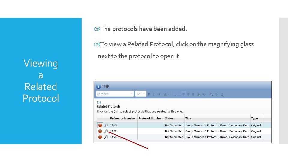  The protocols have been added. To view a Related Protocol, click on the
