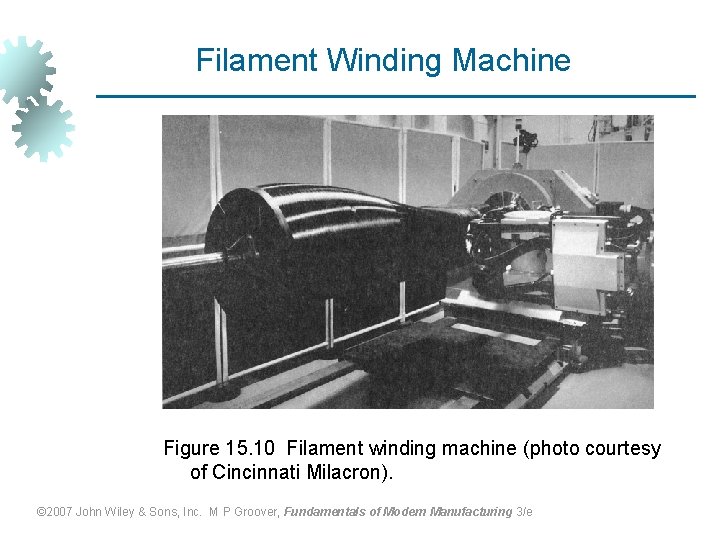 Filament Winding Machine Figure 15. 10 Filament winding machine (photo courtesy of Cincinnati Milacron).