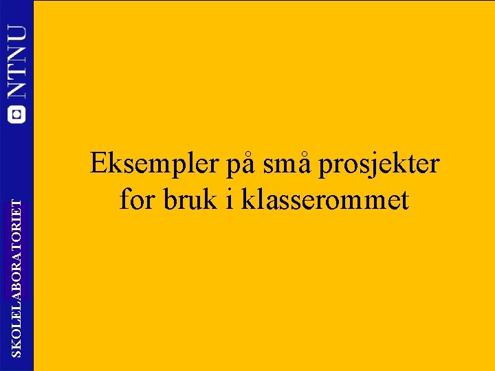 SKOLELABORATORIET 3 Eksempler på små prosjekter for bruk i klasserommet 