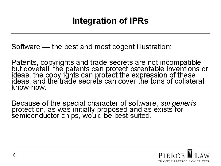 Integration of IPRs Software — the best and most cogent illustration: Patents, copyrights and