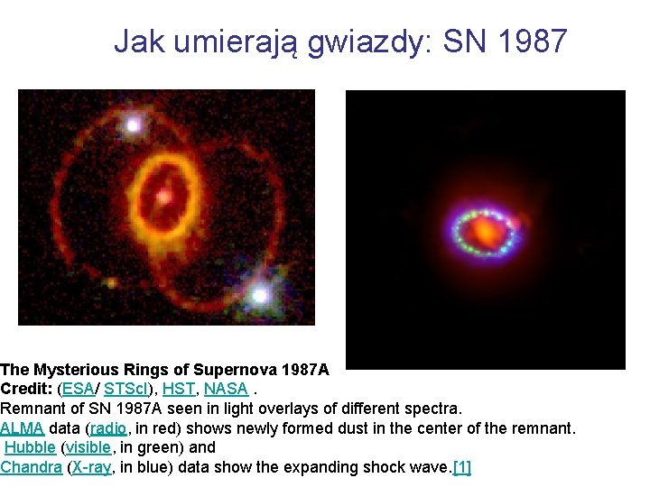 Jak umierają gwiazdy: SN 1987 The Mysterious Rings of Supernova 1987 A Credit: (ESA/