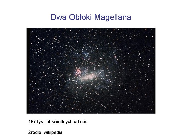 Dwa Obłoki Magellana 167 tys. lat świetlnych od nas Źródło: wikipedia 