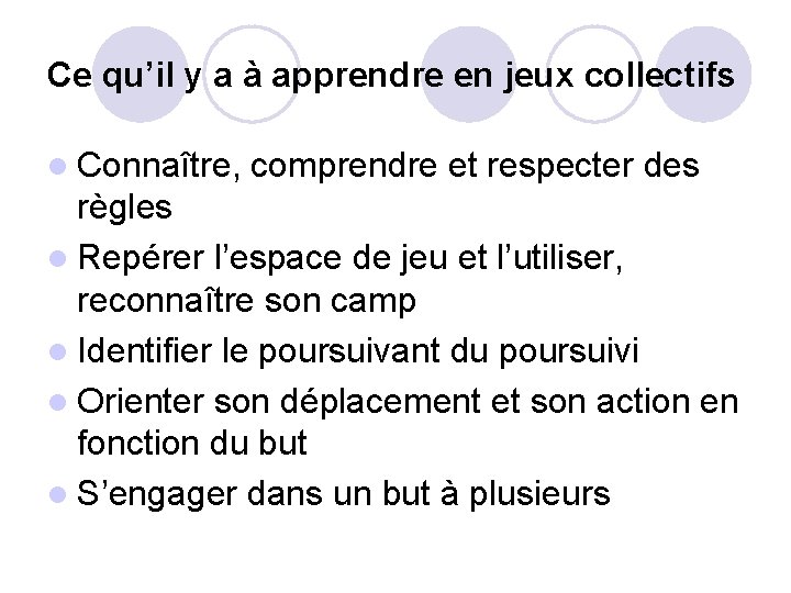 Ce qu’il y a à apprendre en jeux collectifs l Connaître, comprendre et respecter