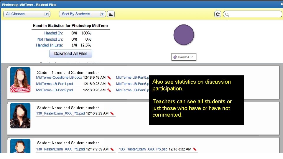 Student Name and Student number Also see statistics on discussion participation. Student Name and