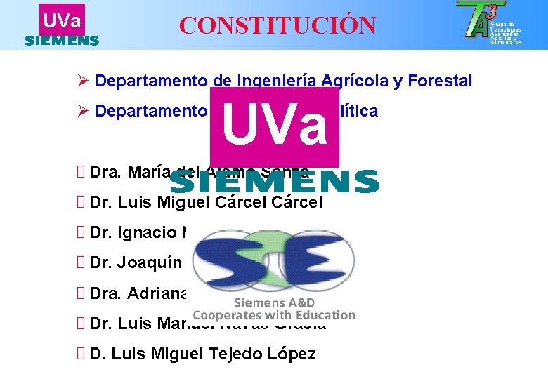 UVa CONSTITUCIÓN Ø Departamento de Ingeniería Agrícola y Forestal UVa Ø Departamento de Química