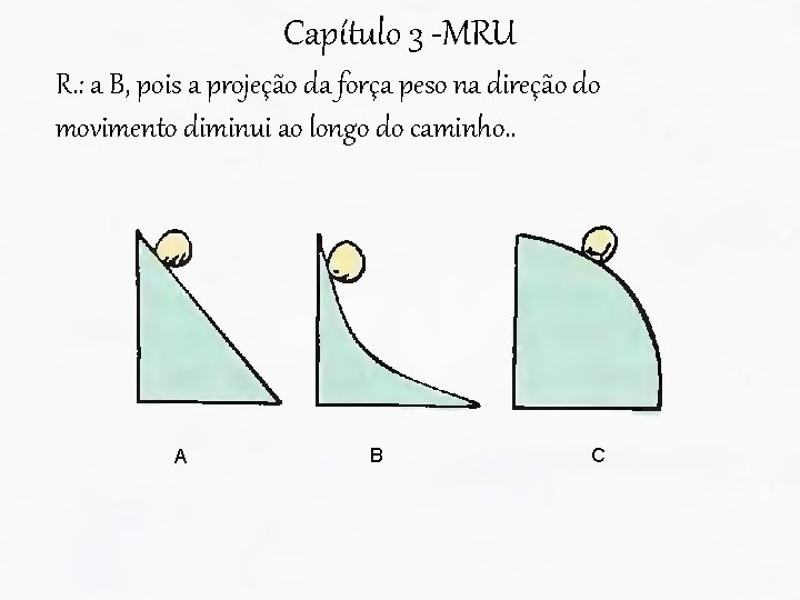 Capítulo 3 -MRU R. : a B, pois a projeção da força peso na