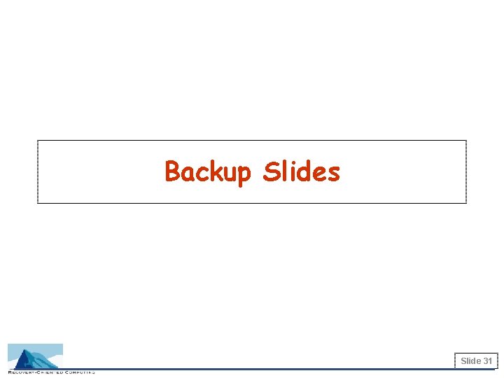 Backup Slides Slide 31 