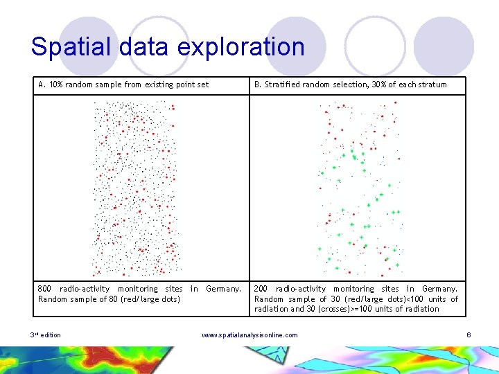 Spatial data exploration A. 10% random sample from existing point set B. Stratified random