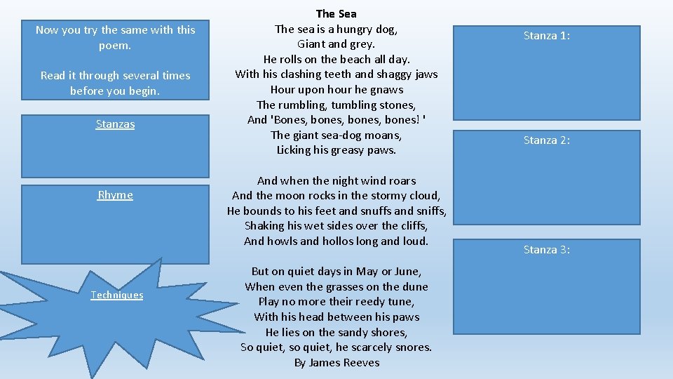 Now you try the same with this poem. Read it through several times before