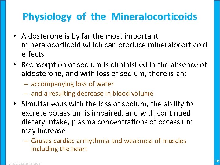 Physiology of the Mineralocorticoids • Aldosterone is by far the most important mineralocorticoid which