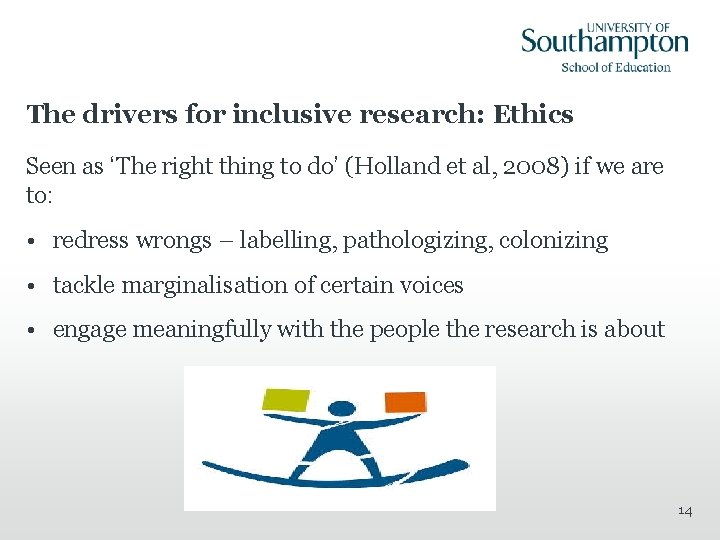 The drivers for inclusive research: Ethics Seen as ‘The right thing to do’ (Holland