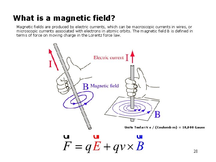 What is a magnetic field? Magnetic fields are produced by electric currents, which can