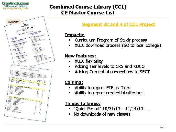 Combined Course Library (CCL) CE Master Course List Handout Segment 3 C and 4