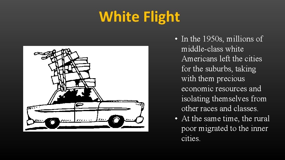 White Flight • In the 1950 s, millions of middle-class white Americans left the