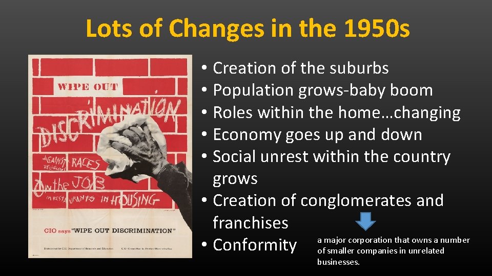 Lots of Changes in the 1950 s • Creation of the suburbs • Population