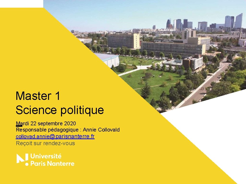 Master 1 Science politique Mardi 22 septembre 2020
