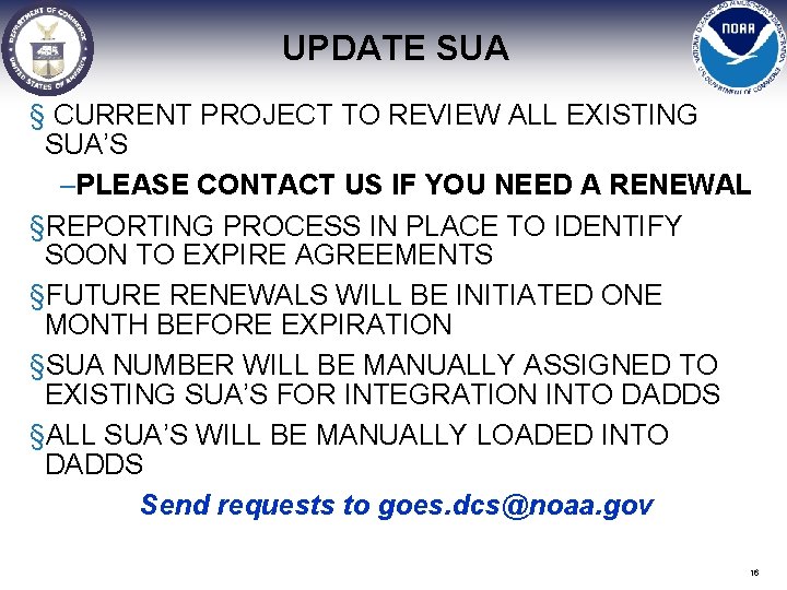 UPDATE SUA § CURRENT PROJECT TO REVIEW ALL EXISTING SUA’S –PLEASE CONTACT US IF