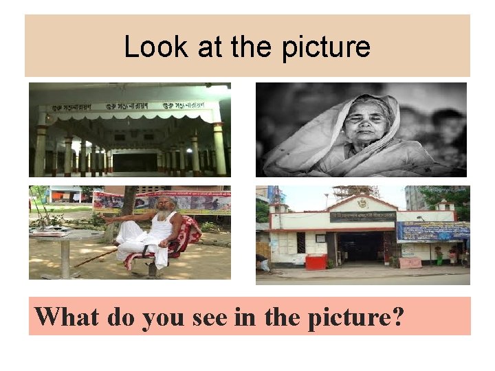 Look at the picture What do you see in the picture? 