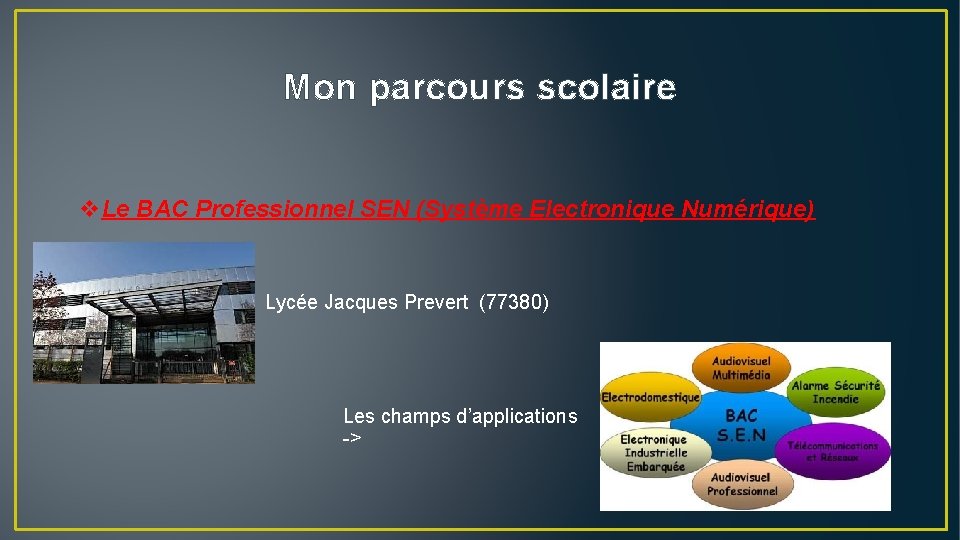 Mon parcours scolaire v. Le BAC Professionnel SEN (Système Electronique Numérique) Lycée Jacques Prevert