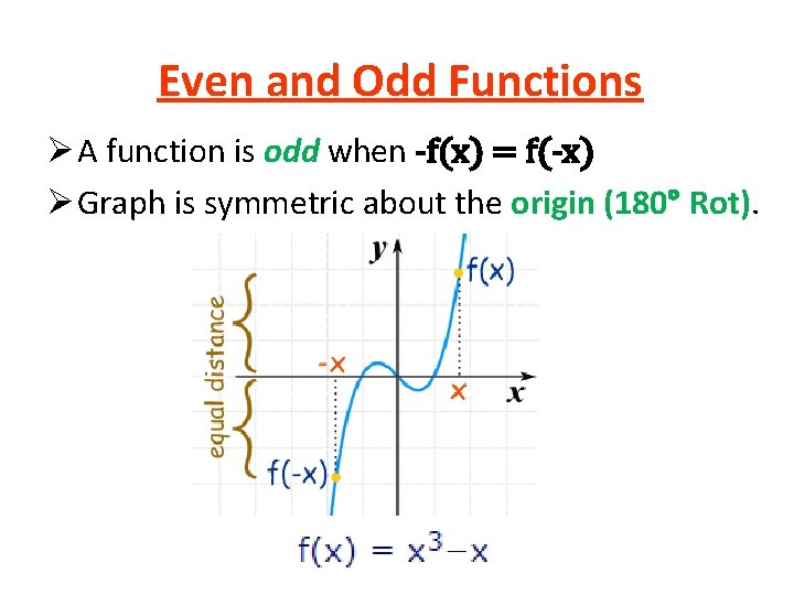 Even and Odd Functions Ø A function is odd when -f(x) = f(-x) Ø