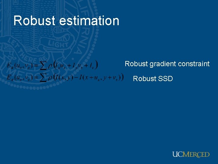 Robust estimation Robust gradient constraint Robust SSD 