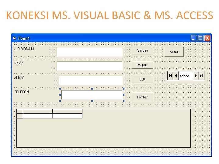 KONEKSI MS. VISUAL BASIC & MS. ACCESS 