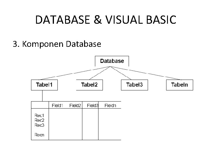 DATABASE & VISUAL BASIC 3. Komponen Database 