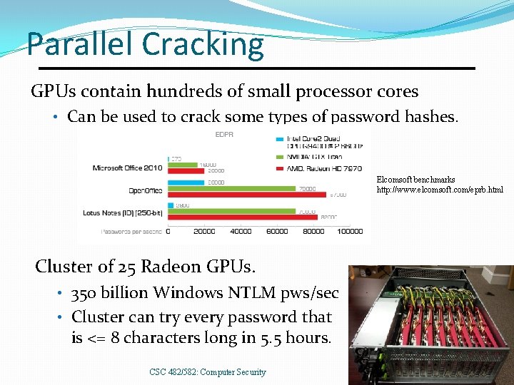 Parallel Cracking GPUs contain hundreds of small processor cores • Can be used to