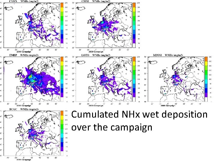 Cumulated NHx wet deposition over the campaign 