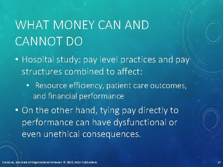WHAT MONEY CAN AND CANNOT DO • Hospital study: pay level practices and pay