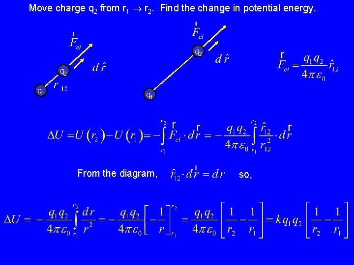 Move charge q 2 from r 1 r 2. Find the change in potential