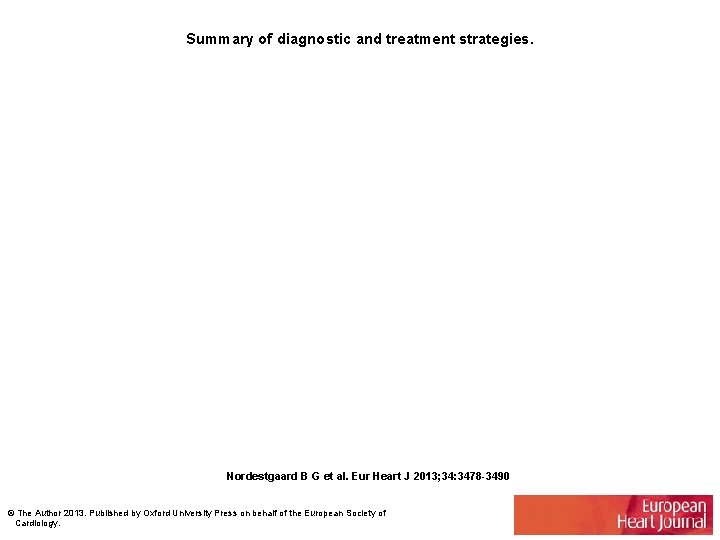 Summary of diagnostic and treatment strategies. Nordestgaard B G et al. Eur Heart J