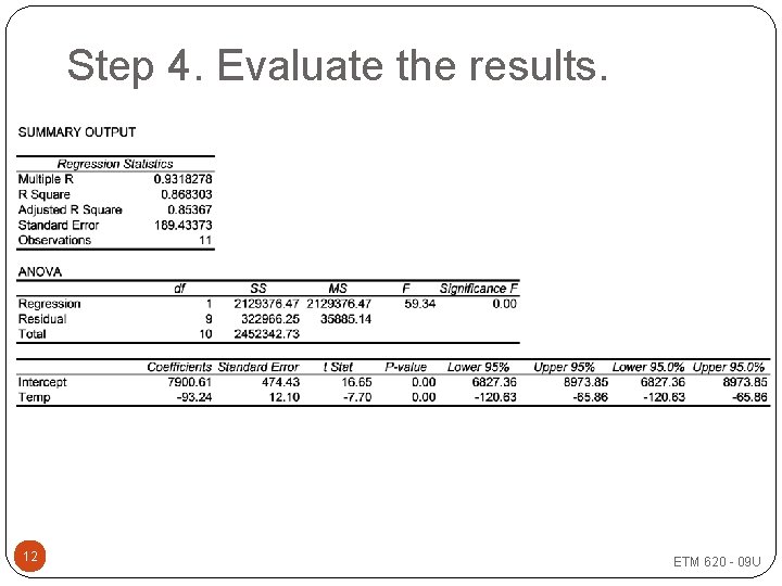 Step 4. Evaluate the results. 12 ETM 620 - 09 U 
