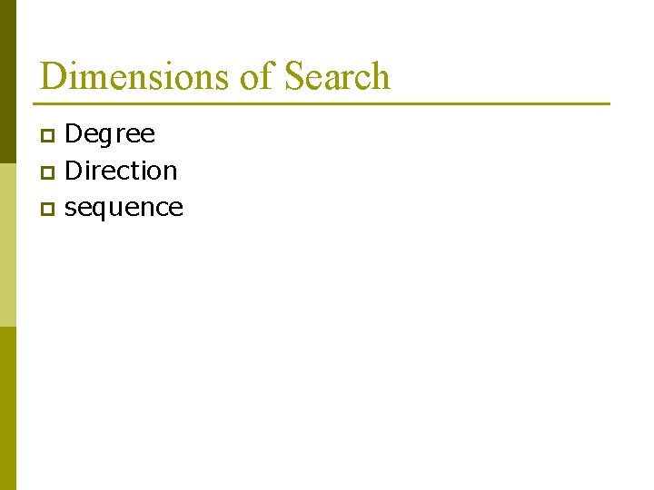Dimensions of Search Degree p Direction p sequence p 