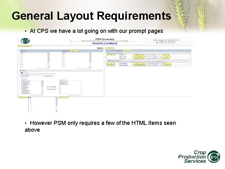 General Layout Requirements • At CPS we have a lot going on with our