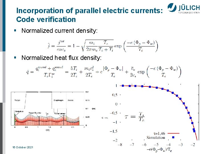 Incorporation of parallel electric currents: Code verification § Normalized current density: § Normalized heat